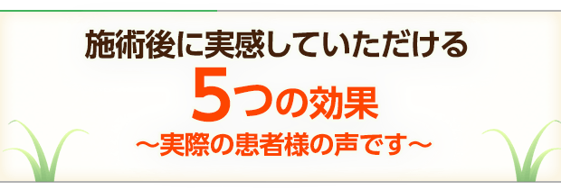 施術後に実感していただける5つの効果～実際の患者様の声です～